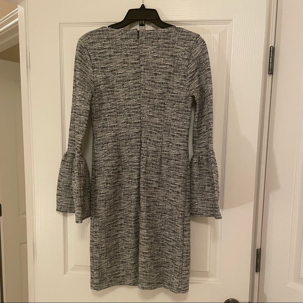 BANANA REPUBLIC Black and White Bell Sleeve Tweed Dress - Picture 12 of 15